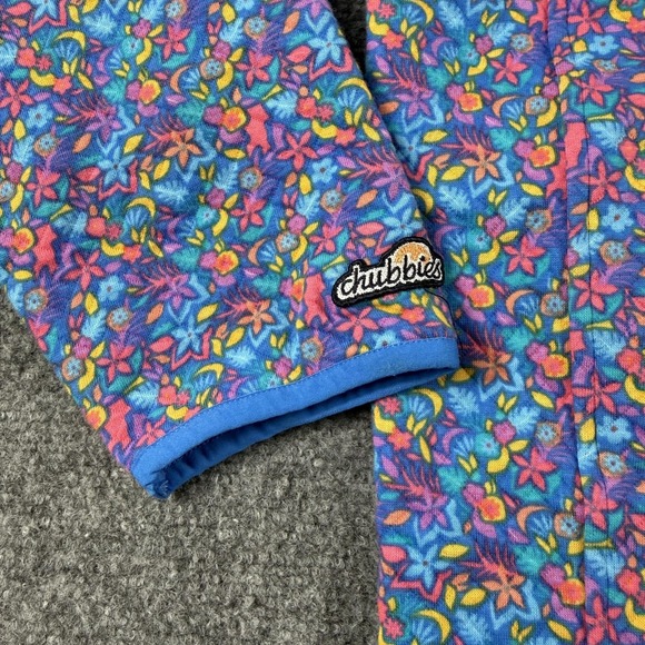 Chubbies Sweatshirt Mens Large Blue Tee Spade Quilted 1/4 Zip Floral Tropical - Picture 6 of 9